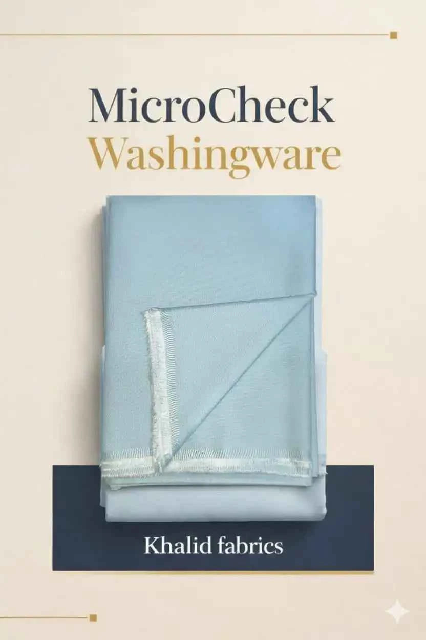 Khalid Fabrics Premium MicroCheck Wash & Wear Suit – Elegant Buff