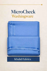 Khalid Fabrics Premium Micro-Check Wash & Wear – Elegant Azure Blue