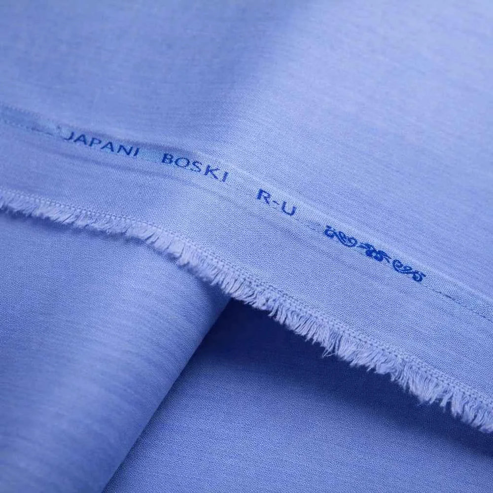 Light Sky Blue Premium Japani Boski Unstitched Men’s Suit – Khalid Fabrics Pakistan