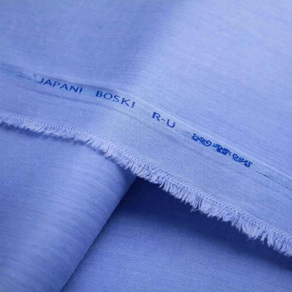Light Sky Blue Premium Japani Boski Unstitched Men’s Suit – Khalid Fabrics Pakistan