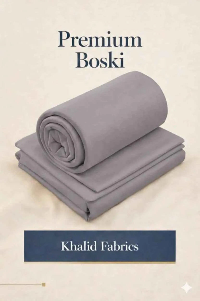 Premium Slate Grey Unstitched Boski Suit for Men